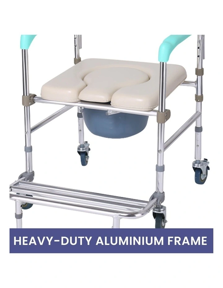 Aluminum Frame Commode Chair With Castors in Multi image 5