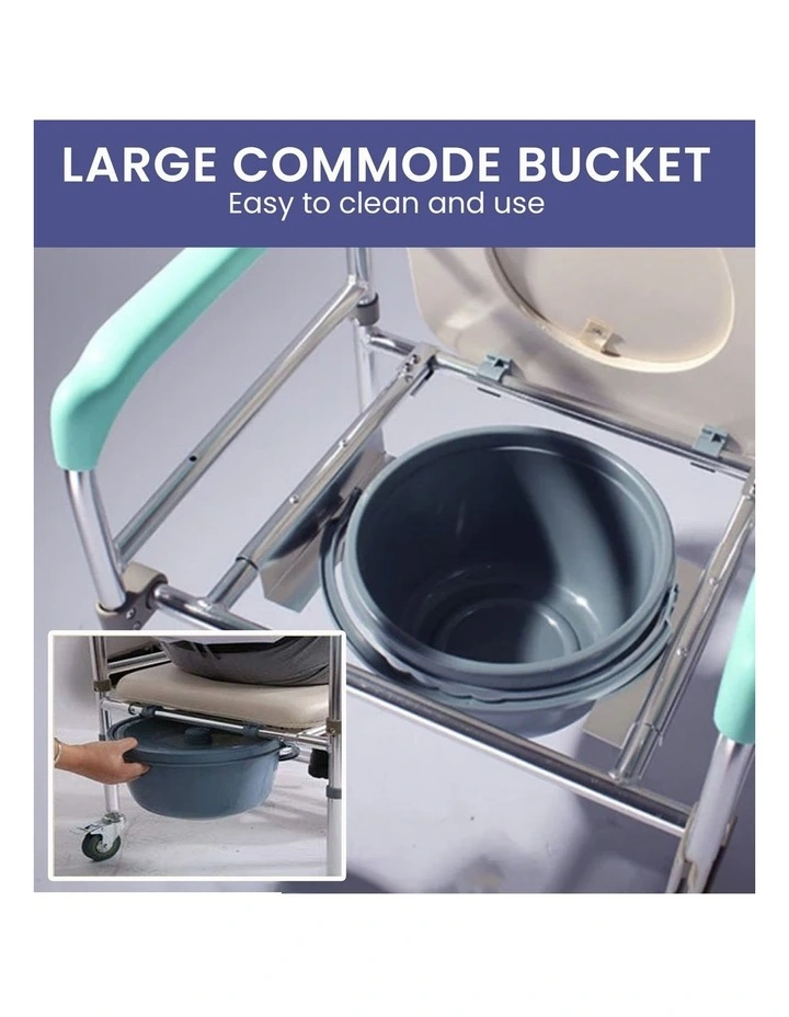 Aluminum Frame Commode Chair With Castors in Multi image 6