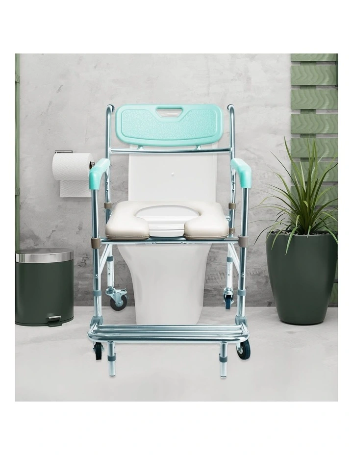 Aluminum Frame Commode Chair With Castors in Multi image 7