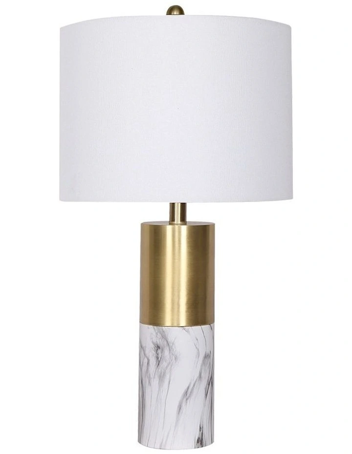 Metal and Marble Table Lamp in White image 1