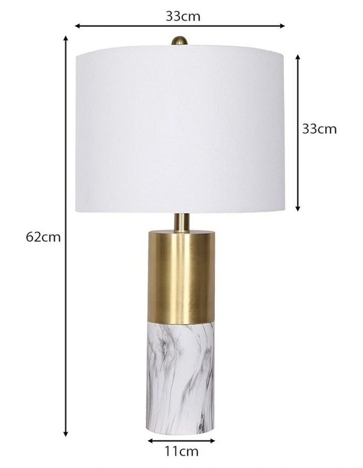 Metal and Marble Table Lamp in White image 3