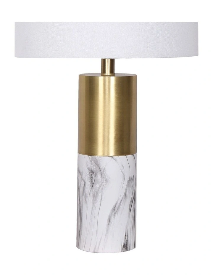 Metal and Marble Table Lamp in White image 4
