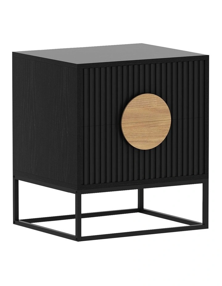 Silvia Bedside Table with 2 Drawers in Black image 1
