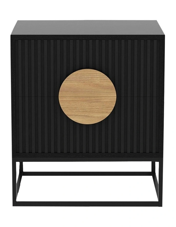 Silvia Bedside Table with 2 Drawers in Black image 2