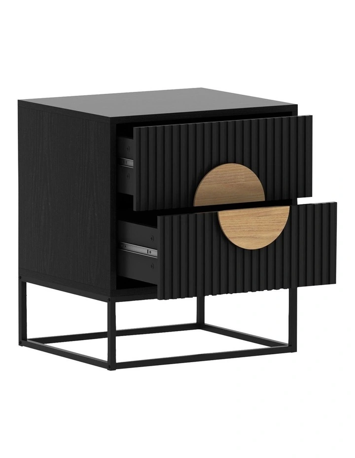 Silvia Bedside Table with 2 Drawers in Black image 5