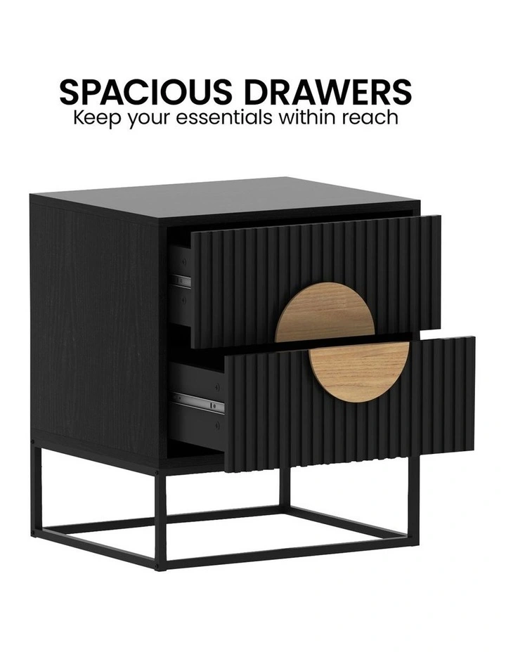 Silvia Bedside Table with 2 Drawers in Black image 6