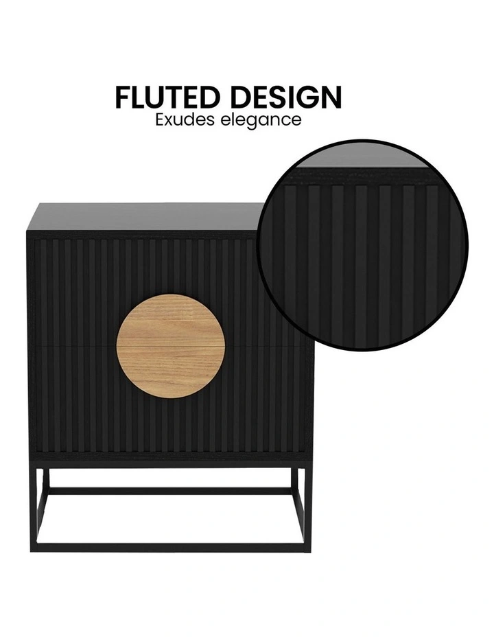 Silvia Bedside Table with 2 Drawers in Black image 7