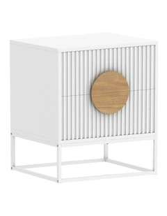 Silvia Bedside Table with 2 Drawers in White