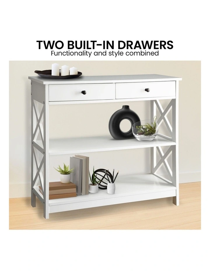 Eloise Cross Console Table in White image 6