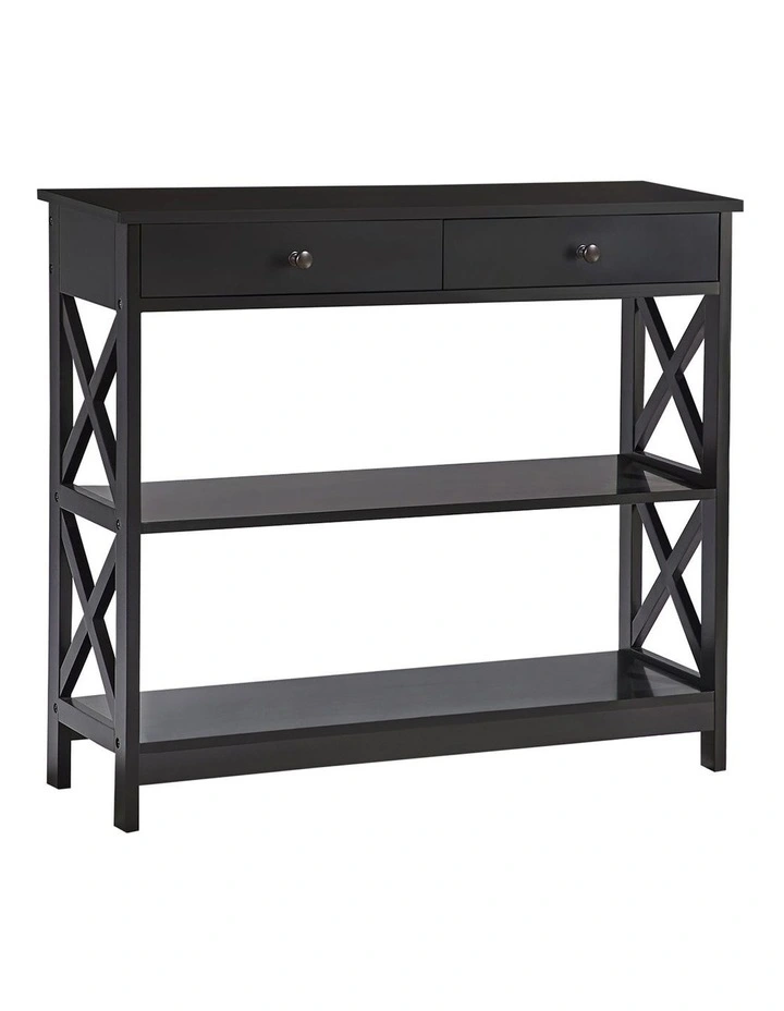 Eloise Cross Console Table 3-Tier in Black image 1