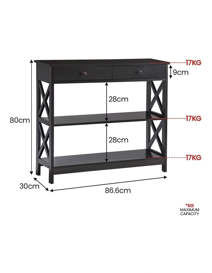 Eloise Cross Console Table 3-Tier in Black image 3