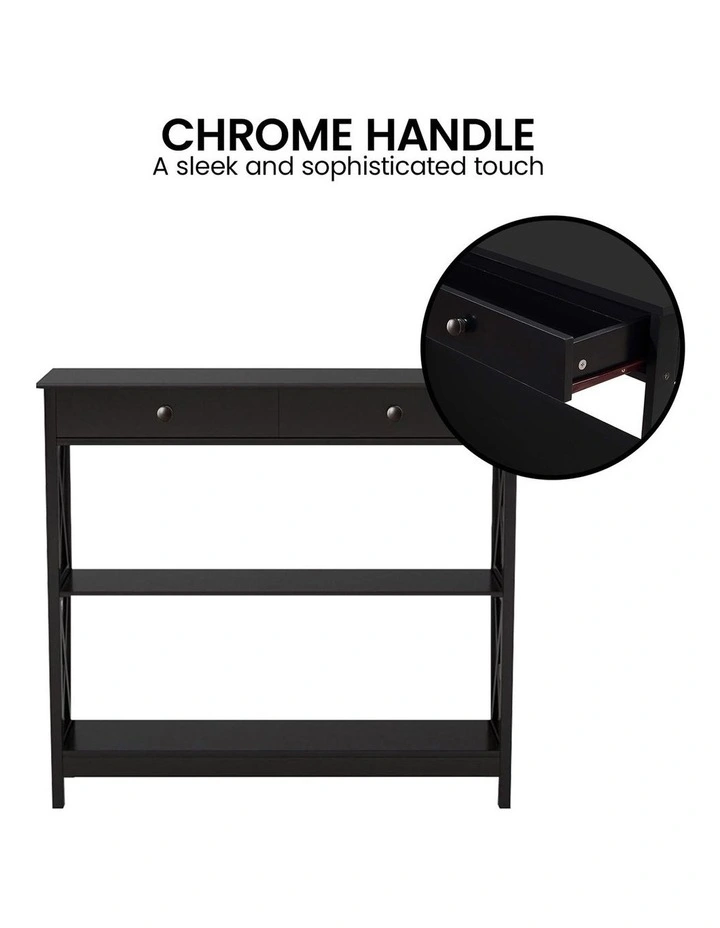 Eloise Cross Console Table 3-Tier in Black image 7