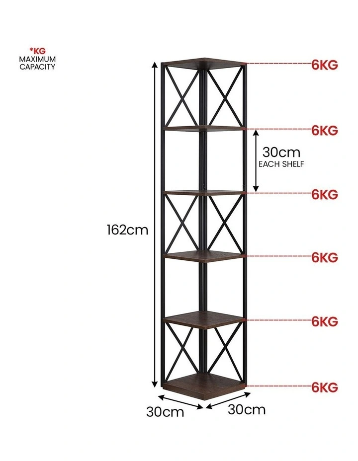 Nora Corner Bookshelf 5-Tier in Multi image 3