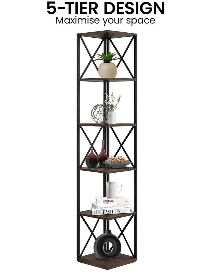 Nora Corner Bookshelf 5-Tier in Multi image 7