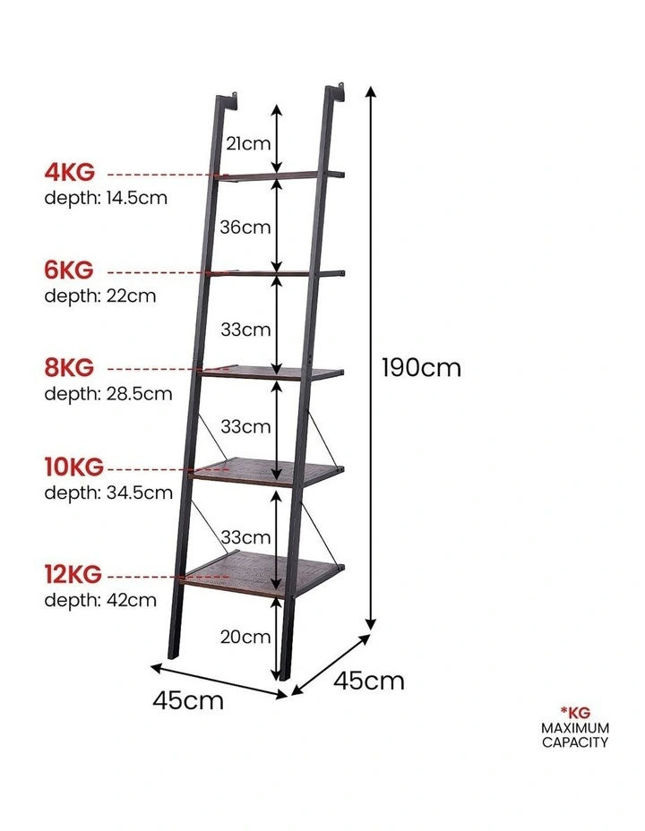 Amelia 5-Tier Ladder Shelf in Walnut image 3