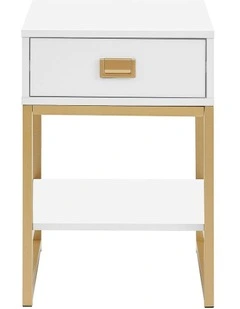 Alessia Bedside Table in White/Gold