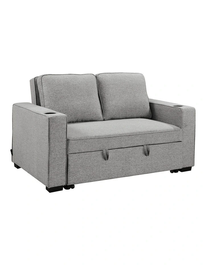 Hoffman Linen Sofa Bed with Cushions in Light Grey image 1