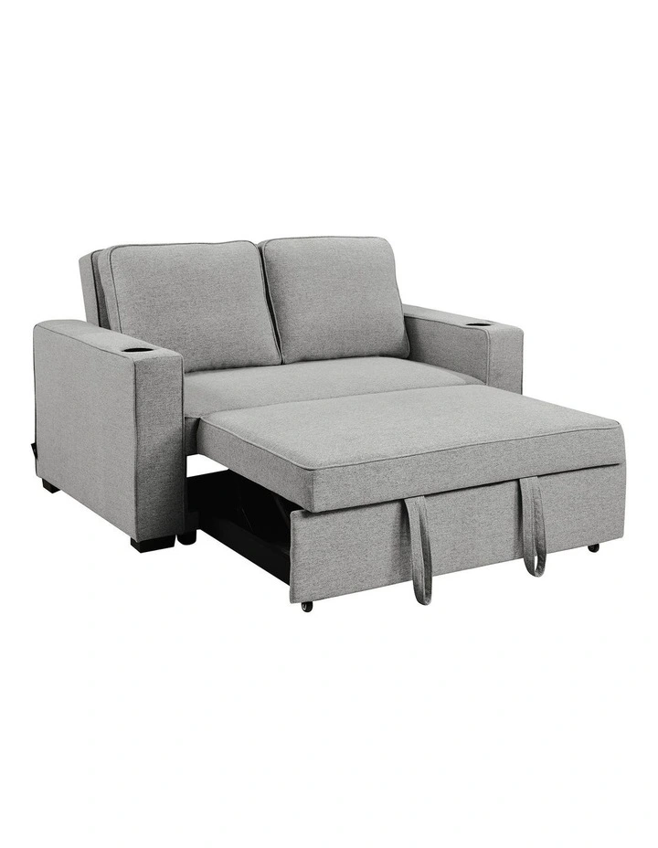 Hoffman Linen Sofa Bed with Cushions in Light Grey image 2