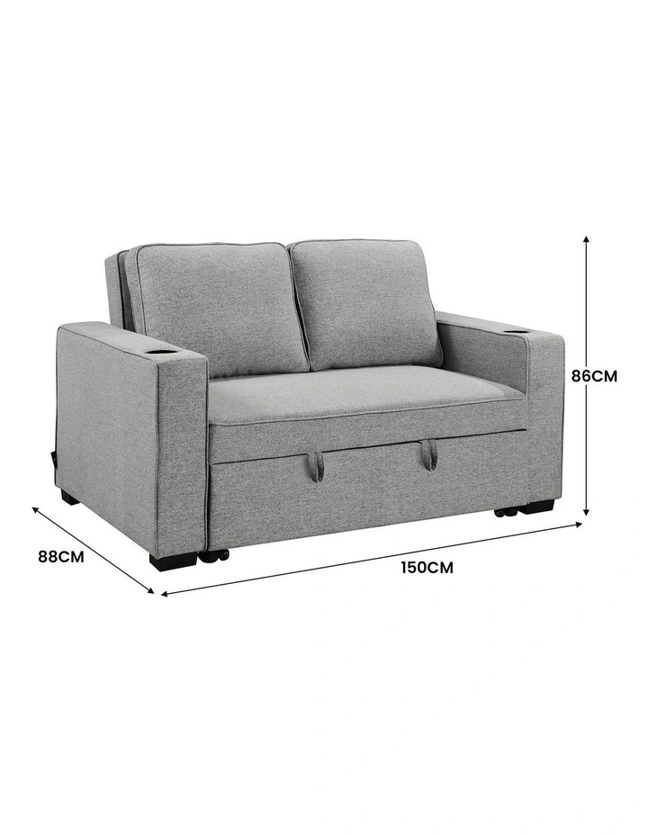 Hoffman Linen Sofa Bed with Cushions in Light Grey image 3
