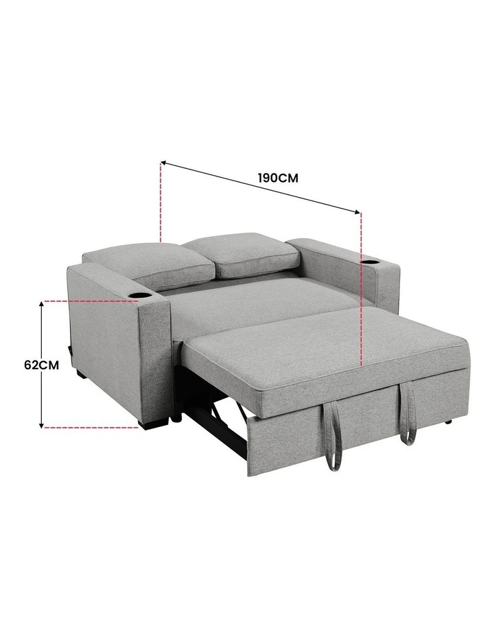 Hoffman Linen Sofa Bed with Cushions in Light Grey image 4