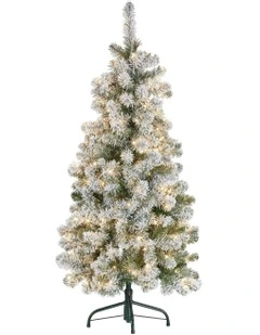 Snowy Slimline Christmas Tree with Lights 4.5ft 137cm in White