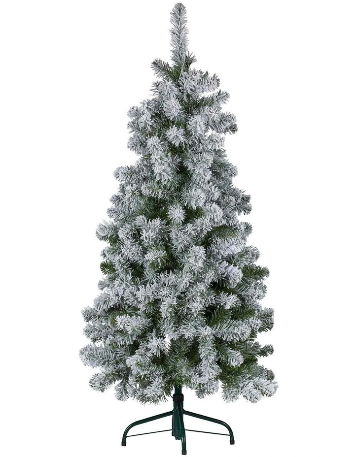 Snowy Slimline Christmas Tree with Lights 4.5ft 137cm in White image 2