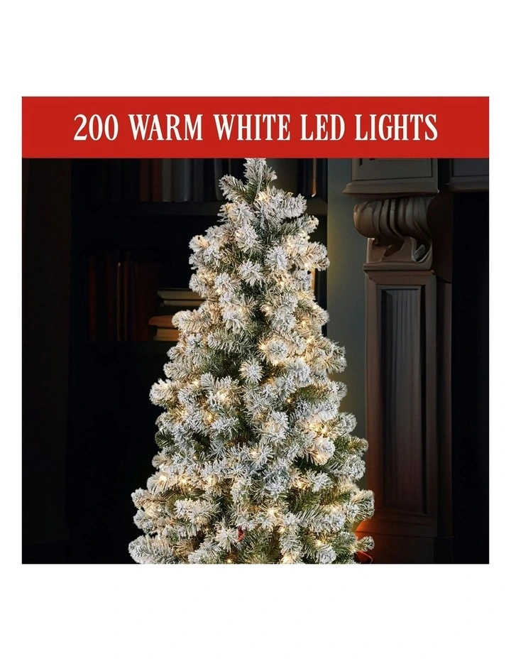 Snowy Slimline Christmas Tree with Lights 4.5ft 137cm in White image 4