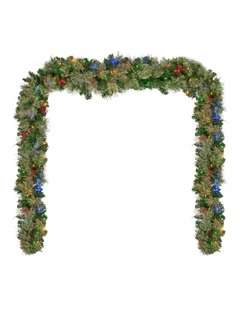 LED Light Bristle Berry Christmas Garland 274cm in Green