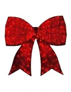 Christmas Display Bow with LED and Twinkle Lights in Red