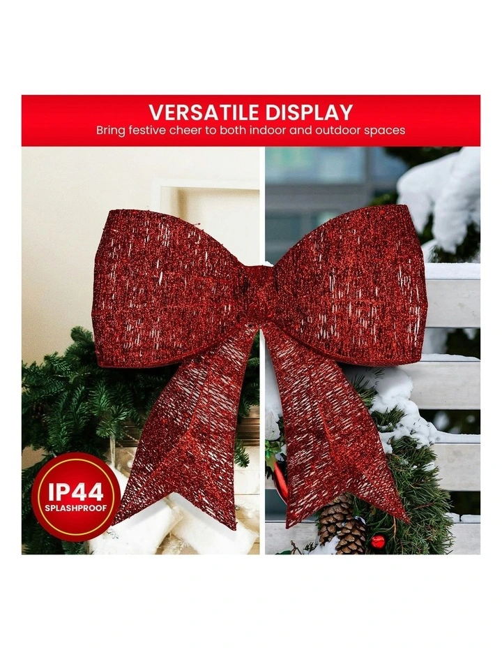 Christmas Display Bow with LED and Twinkle Lights in Red image 5