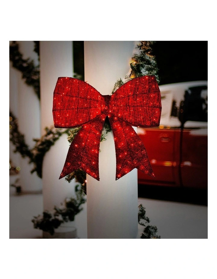 Christmas Display Bow with LED and Twinkle Lights in Red image 6