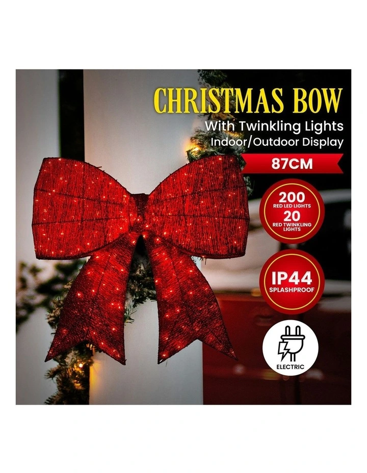 Christmas Display Bow with LED and Twinkle Lights in Red image 7