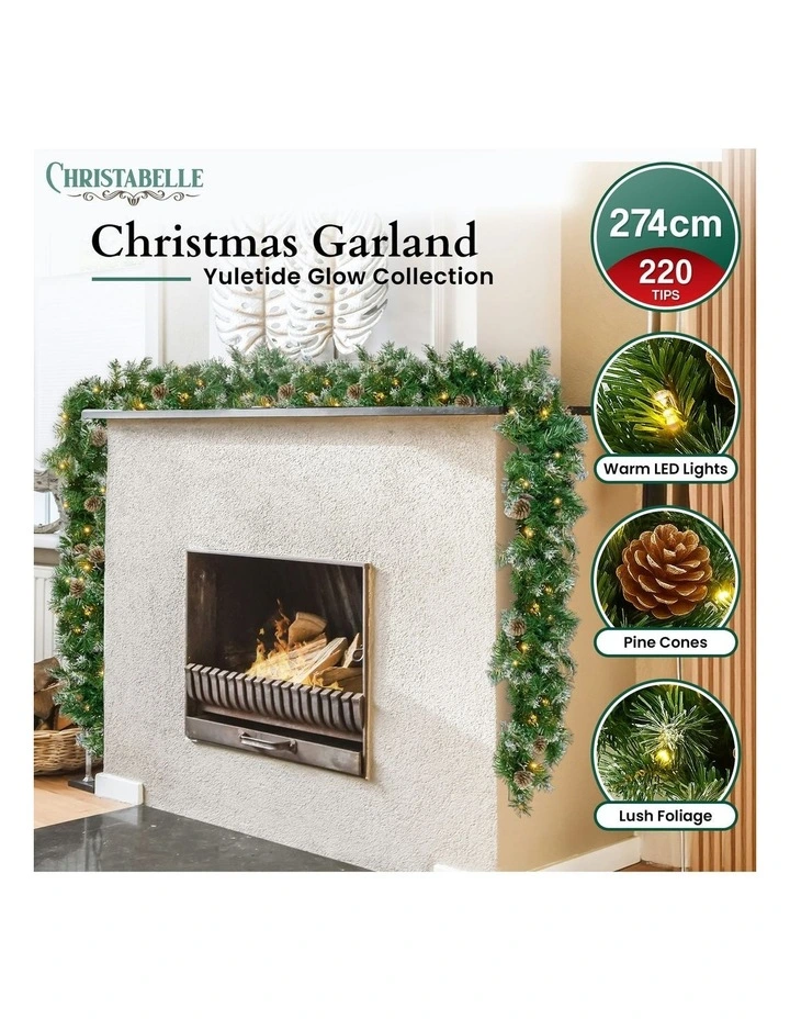 Yuletide Glow Prelit Christmas Garland 274cm in Green image 7