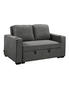 Hoffman Linen Sofa Bed with Cushions and Cup Holders in Dark Grey