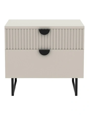 Tessa Fluted Bedside Table in Taupe