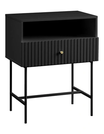 Cecil Slender Fluted Bedside Table in Black
