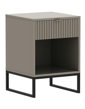 Elton Fluted Bedside Table in Grey