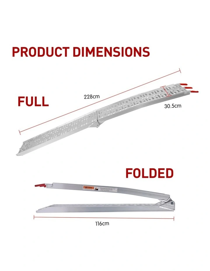 Aluminium Atv Foldable Loading Ramp x2 in Silver image 2
