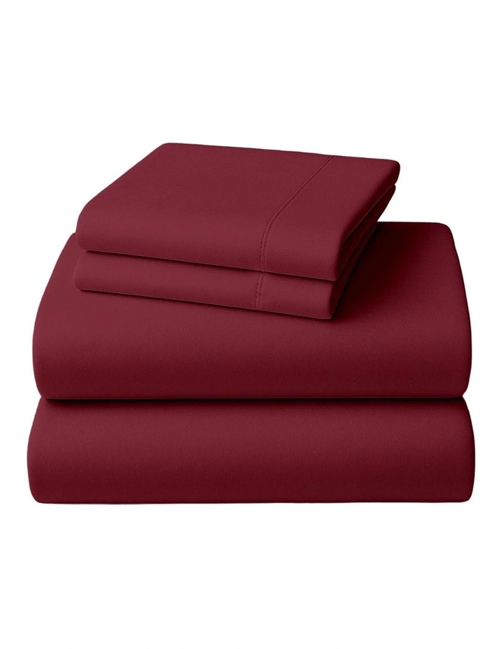Cotton Rich King Bed Sheet 4 Piece in Burgundy image 2