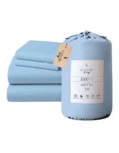Cotton Rich King Bed Sheet 4 Piece in Blue
