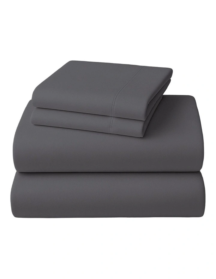 Cotton Rich King Bed Sheet 4 Piece in Charcoal image 2
