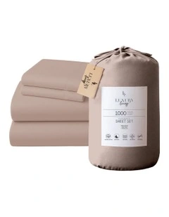 Cotton Rich King Bed Sheet 4 Piece in Brown
