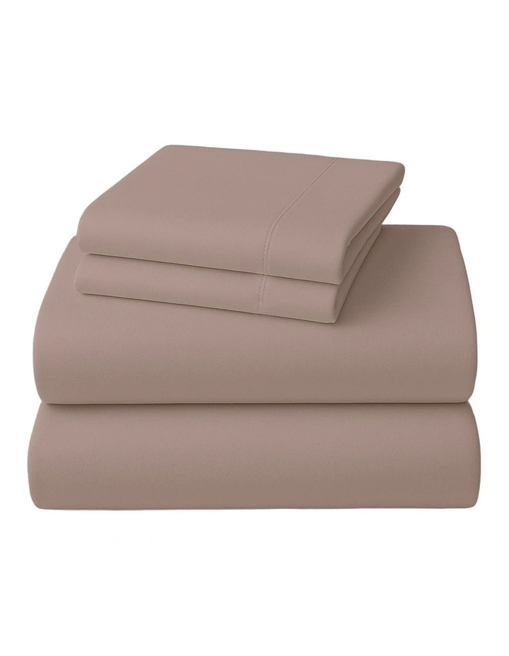 Cotton Rich King Bed Sheet 4 Piece in Brown image 2