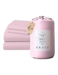 Cotton Rich King Bed Sheets 4-Piece Set in Pink