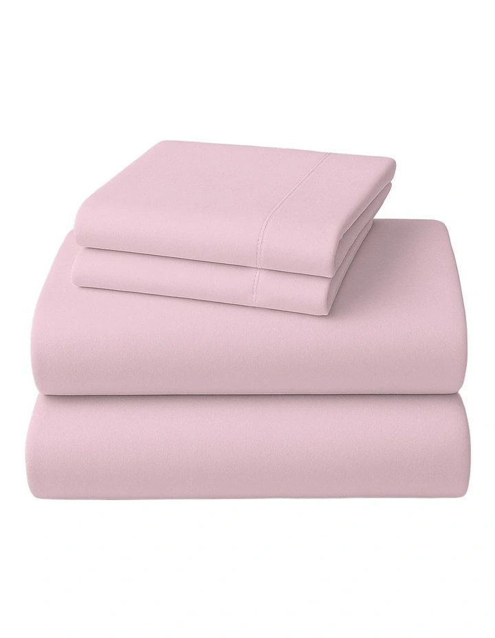 Cotton Rich King Bed Sheets 4-Piece Set in Pink image 2