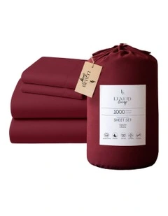 Cotton Rich Queen Bed Sheets 4-Piece Set in Burgundy