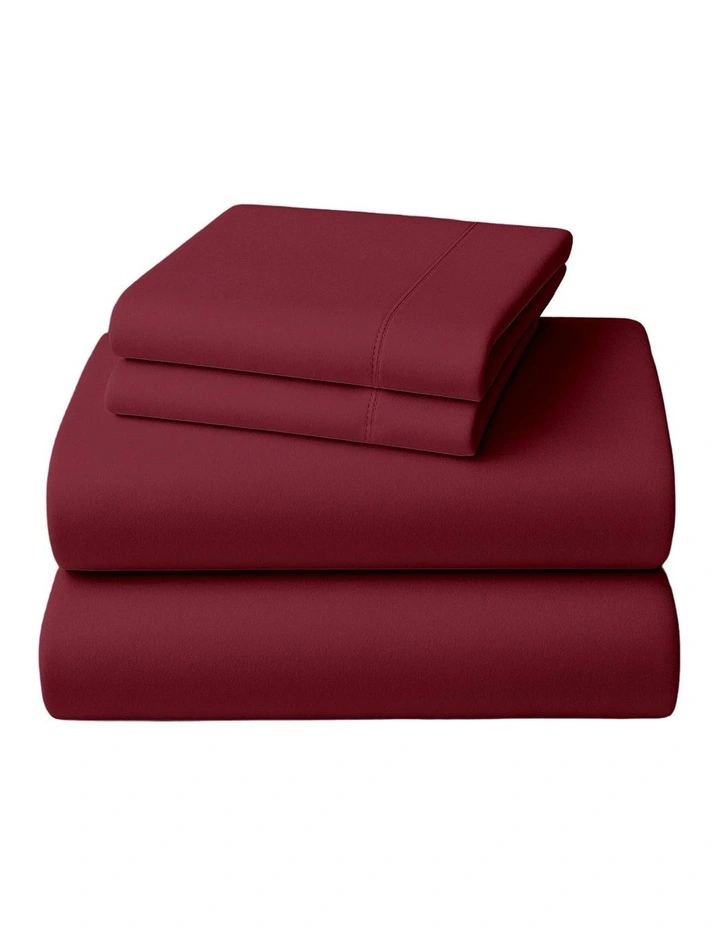 Cotton Rich Queen Bed Sheets 4-Piece Set in Burgundy image 2