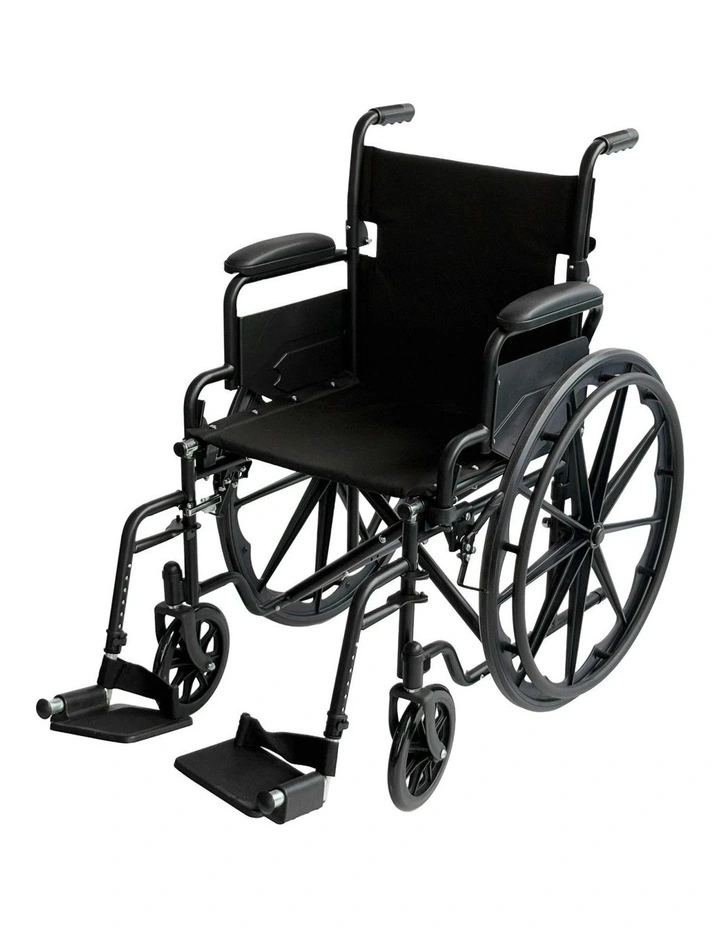 Foldable Steel Wheelchair 24Inch in Black image 1