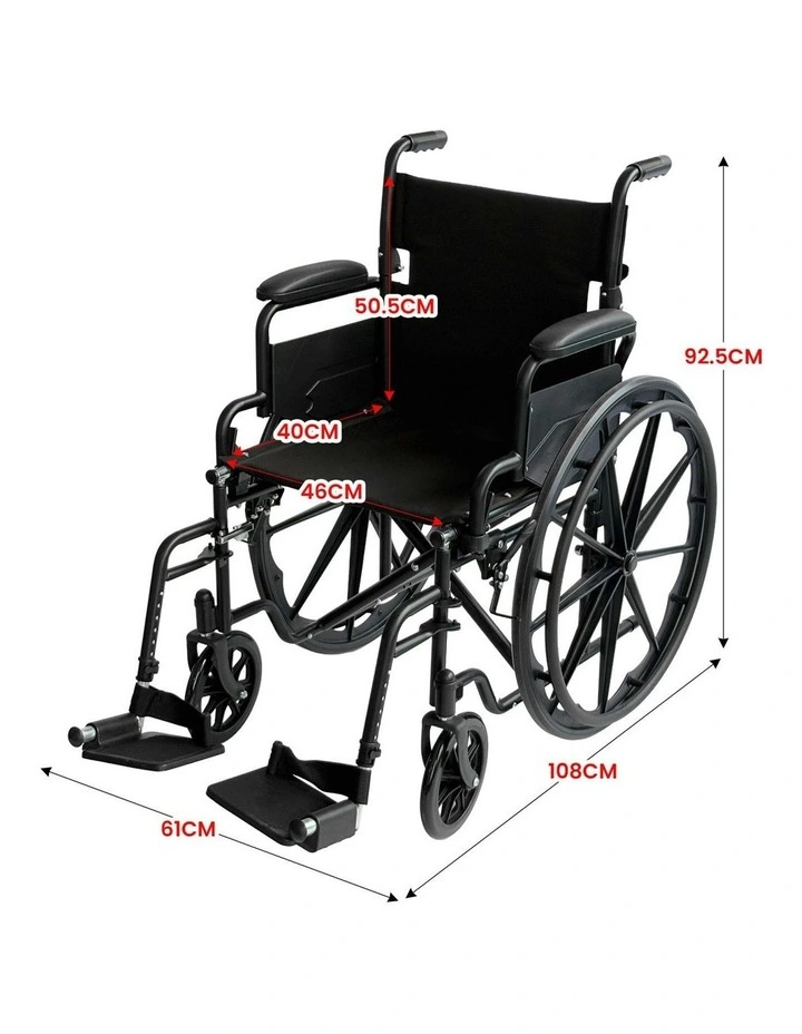Foldable Steel Wheelchair 24Inch in Black image 4