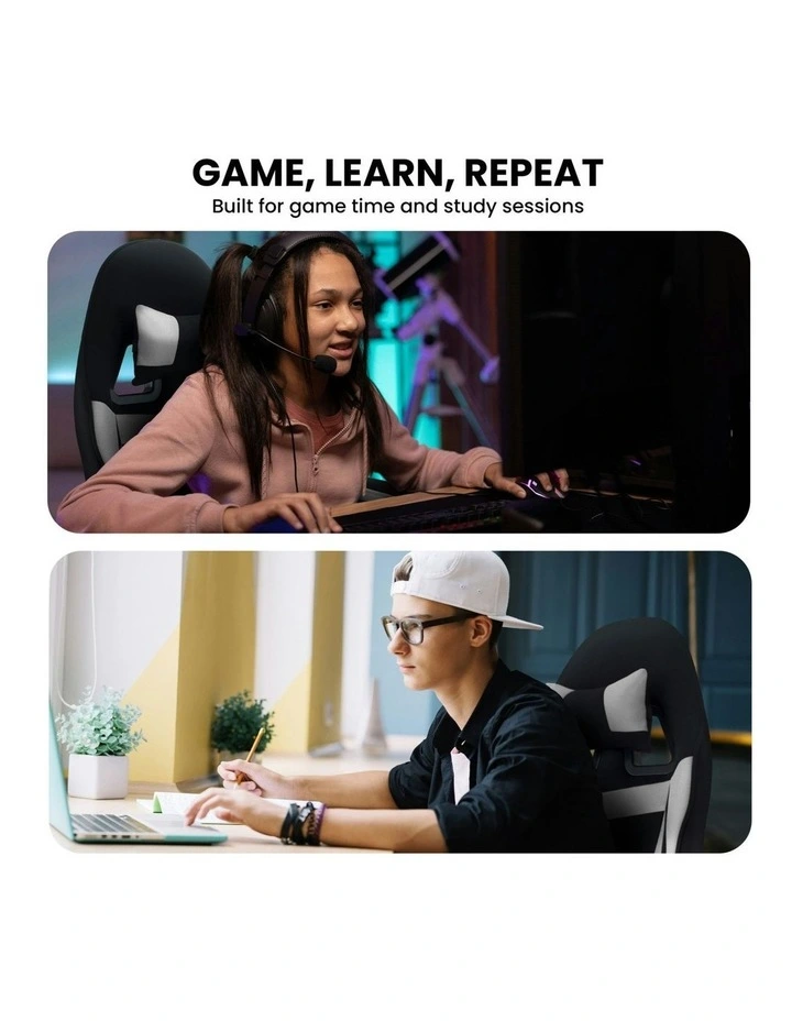 Antre Adjustable Height Study Gaming Chair in Black/White image 6